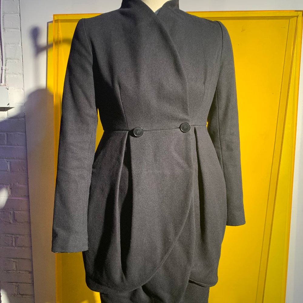 Opening Ceremony Black Italian Wool Tulip Coat